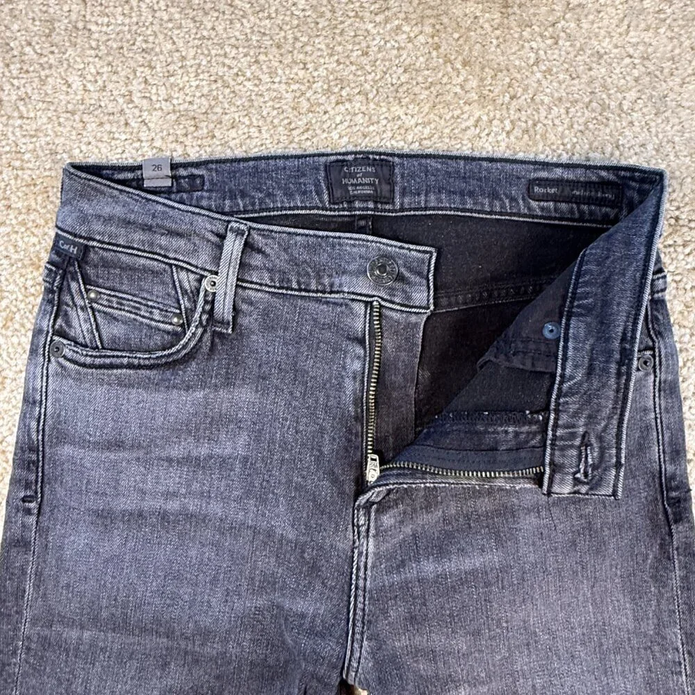 Citizens of Humanity Rocket Mid Rise Skinny Jeans Womens Size 26 Black Gray F681